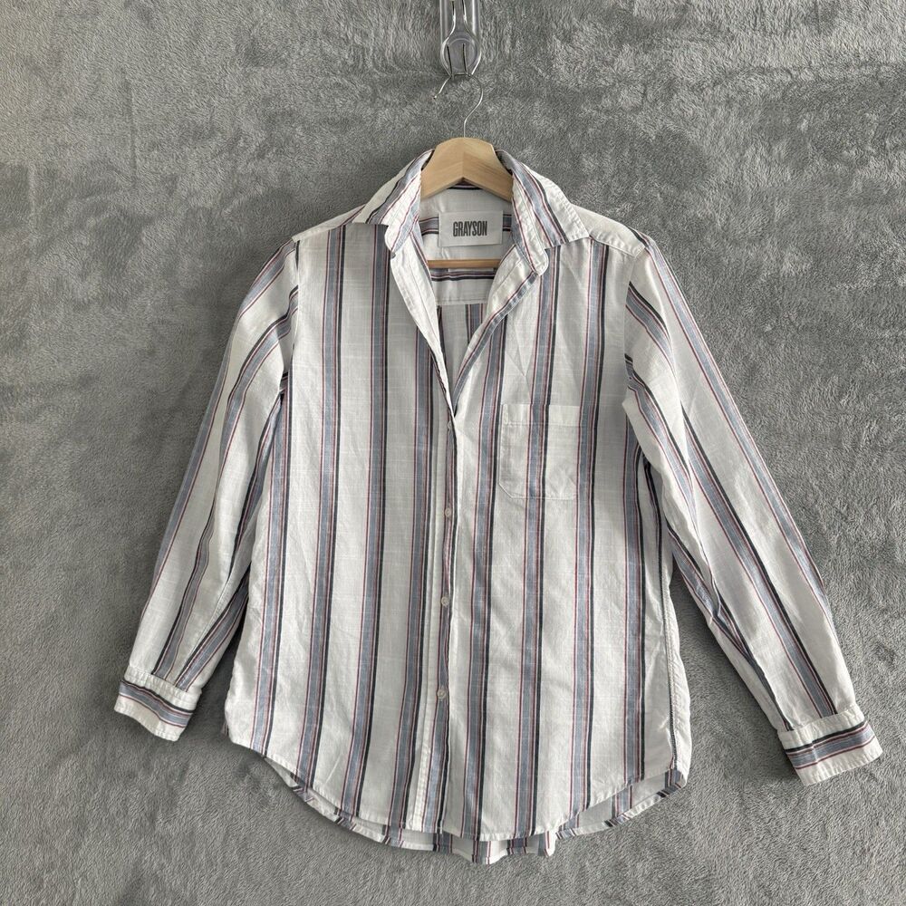Grayson The Hero Shirt Womens Size 1 XS Striped Cotton Button Down